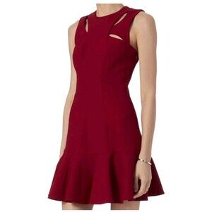 Cinq à Sept Scorpio Cut Out Tulip Hem Mini Dress Fit Flare Dress Red Sz 4